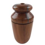 Turned Wood Jar with Turquoise Inlay