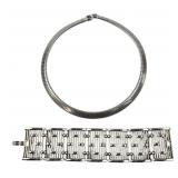 Trifari and Monet Silver Tone Jewelry Set