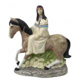 TMD Painted Porcelain Native American Woman Figuri