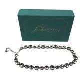 jBloom Silver Tone Rhinestone Tennis Necklace