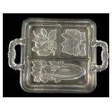 Pressed Glass 3-Compartment Relish Tray