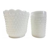 Fire-King Milk Glass Hobnail Planter and Tumbler