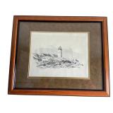 Pencil Drawing of Pemaquid Point Lighthouse, Frame