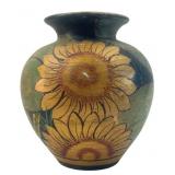 Hand-Painted Earthenware Sunflower Vase