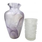 Art Glass Swirl Vase and Frosted Textured Vase