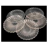 Pressed Clear Glass Swirl Pattern Plates made in F