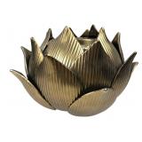 Gilded Lotus Flower Pot Holder, 4" H