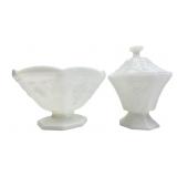 Anchor Hocking Harvest Milk Glass Bowl and Compote
