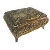 VTG Gilt Metal Footed Jewelry Box with Relief