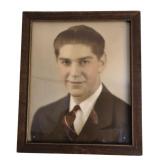 Vintage Hand-Tinted Portrait in Wood Frame
