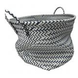 Woven Plastic Basket with Chevron Pattern