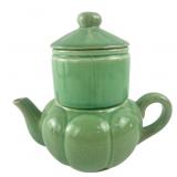 Celadon Glazed Ceramic Teapot with Infuser