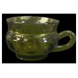 Avocado Green Pressed Glass Cup Small