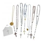 Collection of Religious Rosaries and Medallion