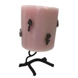 Candle-lite Pink Pillar Candle with Branch Stand