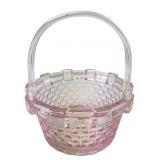 Williams Sonoma Pale Pink Glass Basket, 7" H