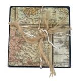 Handcrafted Map Decoupage Coaster Set