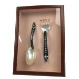 Mother of Pearl and Horn Serving Set in Shadowbox