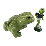 Maggie Signed Ceramic Toad and Soccer Frog Figure