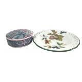 Brunelli Fig Motif Plate and Porcelain Trinket Box