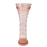 Pink Depression Glass Ribbed Trumpet Vase