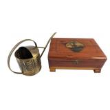 English Brass Watering Can and Cedar Keepsake Box