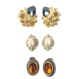 Pr. Vintage Style Clip-On Earrings, 3 Pairs