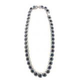 Trifari Silver Tone and Blue Rhinestone Necklace
