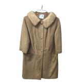 Vintage Suede Leather Coat with Fur Collar