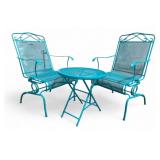 Freshly-Painted Wrought Iron Turquoise Patio Set
