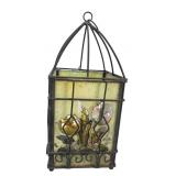 Wrought Iron and Stained Glass Style Lantern