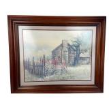 Ben Hampton Signed Lithograph Summer Hollyhocks
