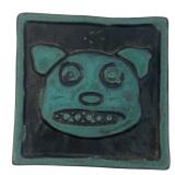 DS Signed Studio Pottery Dog Face Wall Plaque Smal