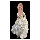 Hand-Painted Plaster Figurine of Woman with Dog