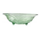 Green Pressed Glass Footed Oval Phoenix Bowl