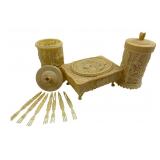Agiftcorp Faux Ivory Plastic Vanity Set