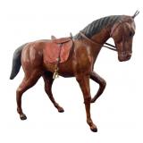 Vintage Leather-Wrapped Horse Figurine