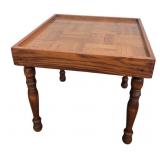 Oak Parquet Top Side Table