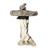 Cast Stone Tree Trunk and Squirrel Bird Bath