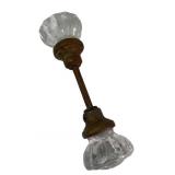 Vintage Pressed Glass and Brass Door Knob Set