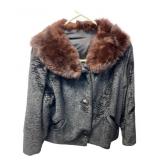 Vintage Persian Lamb Fur Jacket with Mink Collar