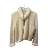 Vintage Boucl© Knit Cardigan with Fur Trim