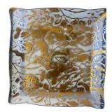 VTG Ricco Belgian Art Glass Gold Chintz Dish