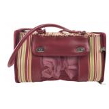 Striped Fabric and Faux Leather Pet Carrier