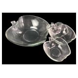 Pressed Glass Apple-Shaped Serving and Berry Bowls