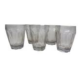 Set of 5 Clear Plastic Tumblers with Fluted Base