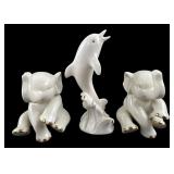 Lenox Porcelain Elephant and Dolphin Figurines