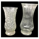 Hoosier Glass and Pressed Glass Vase Pair, 9-10"
