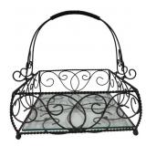 Wrought Iron and Glass Square Basket