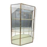 Brass and Glass Hexagonal Wall Display Cabinet